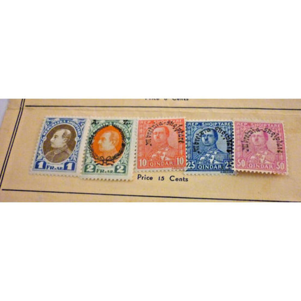 Old Albania‎ Stamps - 1929 King Zogu Overprint MH Set of 5